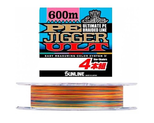 Шнур Sunline PE-Jigger ULT 600m 2.0/0.235mm 35lb/15.5kg Multi Color (1658.10.92)