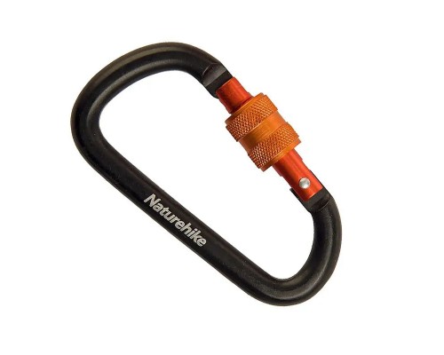 Карабін туристичний Naturehike D-type NH15A005-H 6 см Black (6927595717400)
