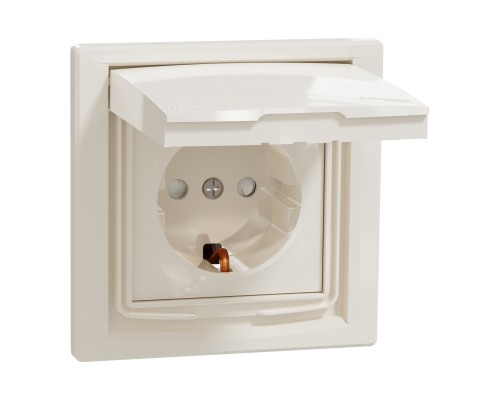 Розетка Schneider Electric ASFORA з кришкою IP44, крем (EPH3100323)