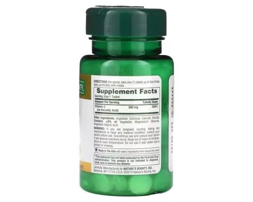 Вітамін Mason Natural Вітамін C, 500 мг, Vitamin C, Nature's Bounty, 100 таблеток (NRT-01510)