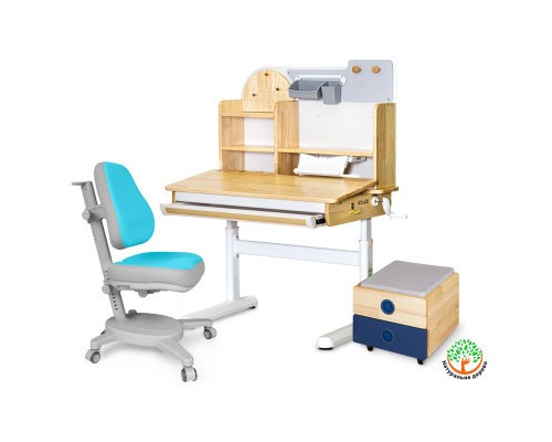 Парта з кріслом Mealux Timberdesk S (парта + крісло + тумба) (BD-685 S+ box BD 920-2 BL+Y-110 BLG)