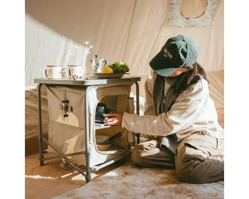 Туристичний стіл Naturehike CNH22JU031 із полицями бежевий (6975641888895) Туристичний стіл Naturehike CNH22JU031 із полицями бежевий (6975641888895)