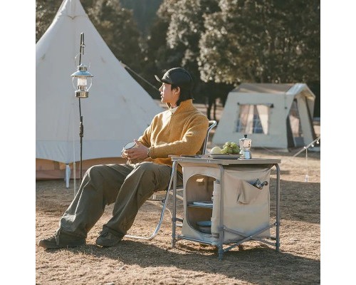 Туристичний стіл Naturehike CNH22JU031 із полицями бежевий (6975641888895) Туристичний стіл Naturehike CNH22JU031 із полицями бежевий (6975641888895)