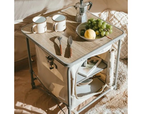 Туристичний стіл Naturehike CNH22JU031 із полицями бежевий (6975641888895) Туристичний стіл Naturehike CNH22JU031 із полицями бежевий (6975641888895)