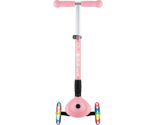 Самокат Globber Junior Foldable Lights до 50 кг 2+ Пастельно-рожевий з квітами (433-210)