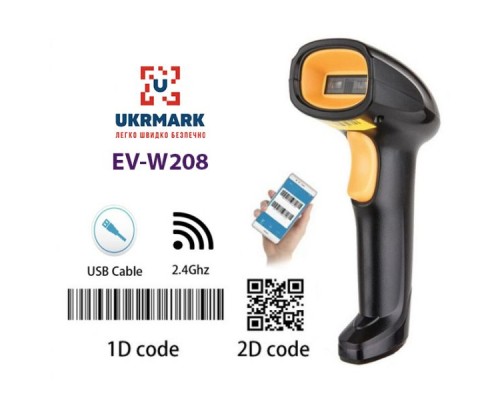 Сканер штрих-коду UKRMARK EV-W208 2D, wireless, USB (900564)