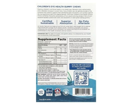 Жирні кислоти Nordic Naturals Здоров'я очей для дітей від 2 до 12 років, без цукру, смак до (NOR-01844)