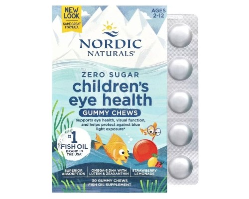 Жирні кислоти Nordic Naturals Здоров'я очей для дітей від 2 до 12 років, без цукру, смак до (NOR-01844)