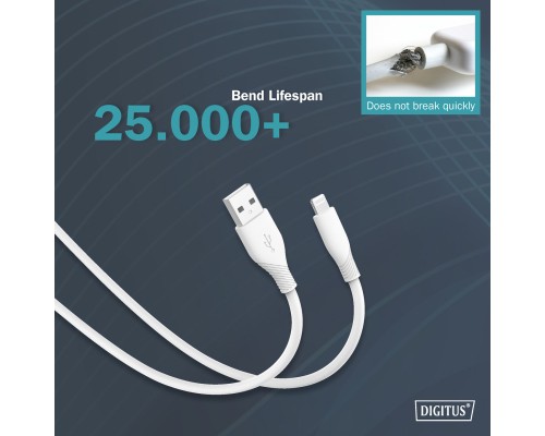 Дата кабель USB 2.0 AM to Lightning 2.0m 12W white Digitus (AK-600108-020-W)