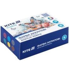 Акрилові фарби Kite Creative 6 металевих кольорів, 20 мл (K-273)