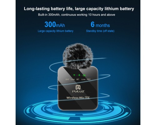 Мікрофон Puluz PULUZ 2 TX + 1 RX Wireless black (PU3154B)