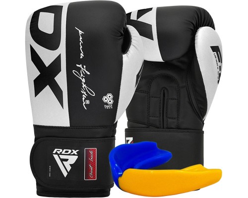 Боксерські рукавички RDX F4 Boxing Sparring Gloves Hook & Loop White/Black 14 унцій (BGR-F4B-14OZ)
