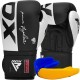 Боксерські рукавички RDX F4 Boxing Sparring Gloves Hook & Loop White/Black 14 унцій (BGR-F4B-14OZ)