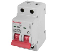 Автоматичний вимикач E.NEXT 2-п e.mcb.stand. 16А C ( 4,5кА) (s002017)