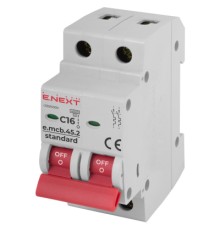 Автоматичний вимикач E.NEXT 2-п e.mcb.stand. 16А C ( 4,5кА) (s002017)