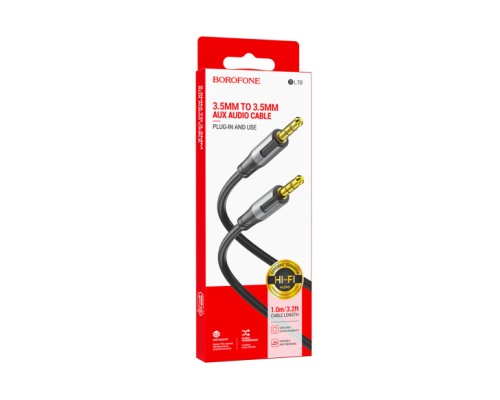 Кабель мультимедійний 3.5mm M to 3.5mm M 1.0m black BOROFONE (BL19/JB)