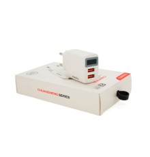 Зарядний пристрій iKAKU KSC-180 2xUSB 2.4A digital display White (KSC-180-CHUANGNENG)