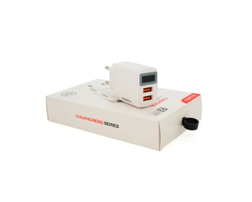 Зарядний пристрій iKAKU KSC-180 2xUSB 2.4A digital display White (KSC-180-CHUANGNENG)