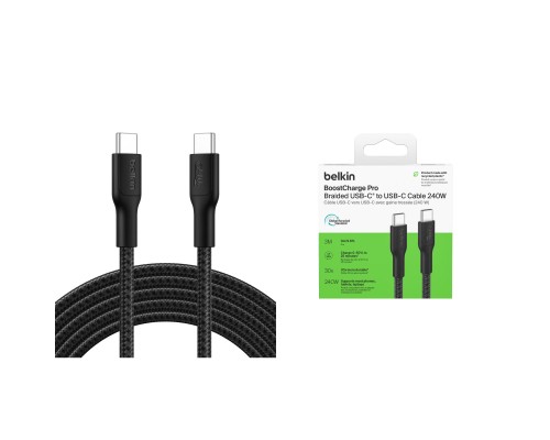 Дата кабель USB-C to USB-C 3.0m 240W black Belkin (CAB025HQ3MBK)