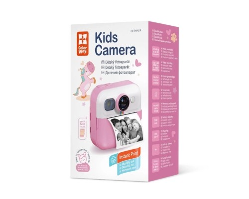 Дитячий фотоапарат ColorWay з функцією миттєвого друку (Pink) (CW-PHP01P)