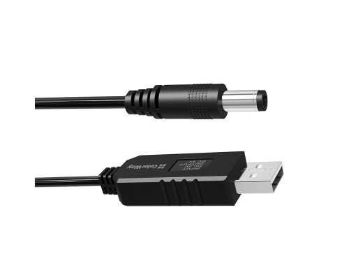 Кабель живлення USB to DC 5.5x2.5mm 9V 1.0m black ColorWay (CW-CBUD066-BK)