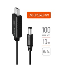 Кабель живлення USB to DC 5.5x2.5mm 9V 1.0m black ColorWay (CW-CBUD066-BK)