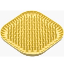 Універсальний посуд для тварин Fiboo Fiboowl Spiky килимок для злизування ласощів та їжі, 19х19 см жовтий (FIB0234)