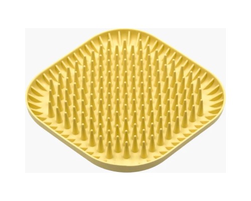 Універсальний посуд для тварин Fiboo Fiboowl Spiky килимок для злизування ласощів та їжі, 19х19 см жовтий (FIB0234)