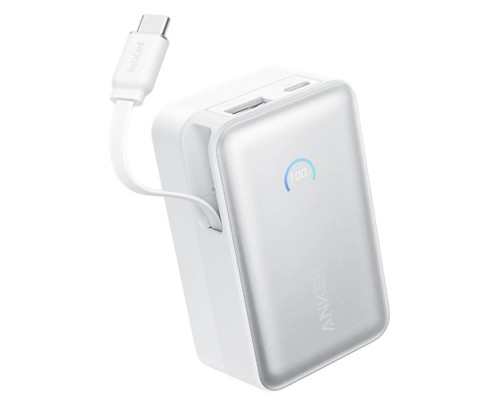 Батарея універсальна Anker Nano 10000mAh, 45W, Built-In USB-C Cable, white (A1638H21)
