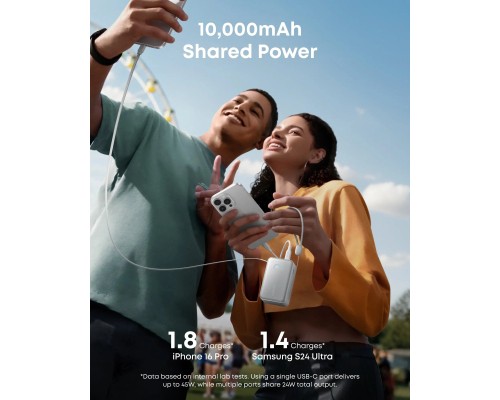 Батарея універсальна Anker Nano 10000mAh, 45W, Built-In USB-C Cable, white (A1638H21)