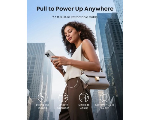 Батарея універсальна Anker Nano 10000mAh, 45W, Built-In USB-C Cable, white (A1638H21)