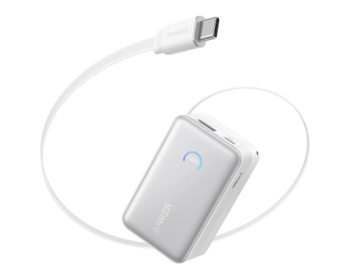 Батарея універсальна Anker Nano 10000mAh, 45W, Built-In USB-C Cable, white (A1638H21)