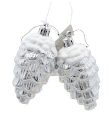 Ялинкова іграшка Chomik Шишки 9 см, 2 шт, срібні (5900779895386_2)