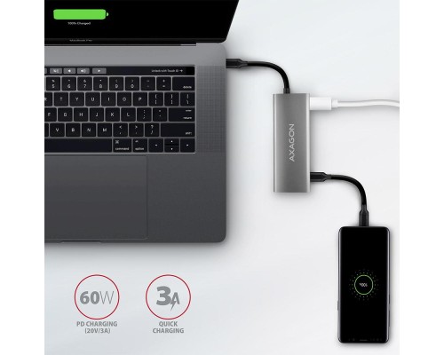 Концентратор AXAGON USB-C to 2xUSB-A + 2xUSB-C + HDMI 0.13m gray (HMC-5G2)