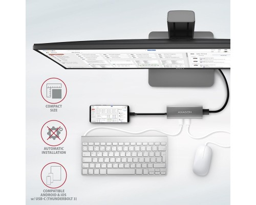 Концентратор AXAGON USB-C to 2xUSB-A + 2xUSB-C + HDMI 0.13m gray (HMC-5G2)