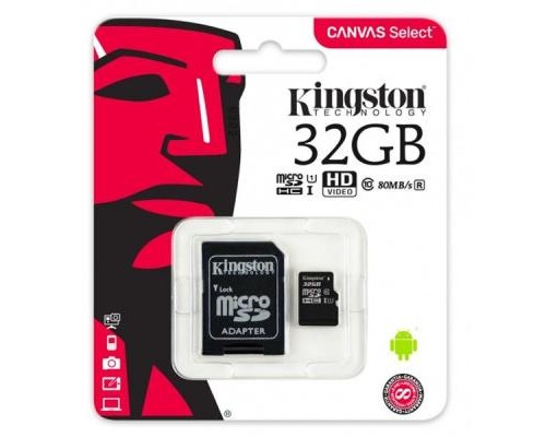 Карта пам'яті Kingston 32GB microSDHC class 10 UHS-I Canvas Select (SDCS/32GB)