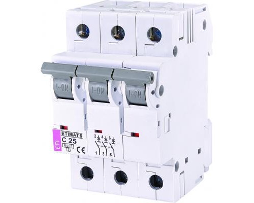 Автоматичний вимикач ETI ETIMAT 6 3p C 25А (6 kA)
