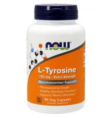Амінокислота Now Foods L-Тирозин, L-Tyrosine, 750 мг, 90 вегетаріанських капсул (NOW-00165)