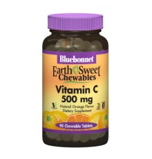 Вітамін Bluebonnet Nutrition Вітамін С, 500мг, Смак Апельсину, Earth Sweet Chewables, 90 (BLB-00505)