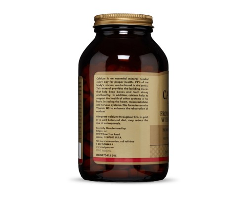 Мінерали Solgar Кальцій 600, Calcium 600, 240 таблеток (SOL-00417)