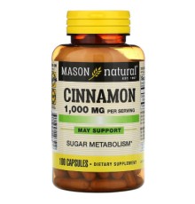 Трави Mason Natural Кориця 1000 мг, Cinnamon, 100 капсул (MAV-14651)