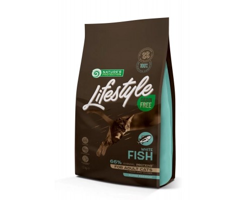 Сухий корм для кішок Nature's Protection Lifestyle Grain Free White Fish Adult Cat 1.5 кг (NPLS45959)