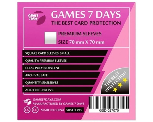 Протектор для карт Games 7 Days 70 х 70 мм, Square Small, 50 шт (PREMIUM) (GSD-027070)
