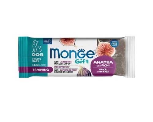 Ласощі для собак Monge Gift Dog Training качка з інжиром 100 г (8009470085861)