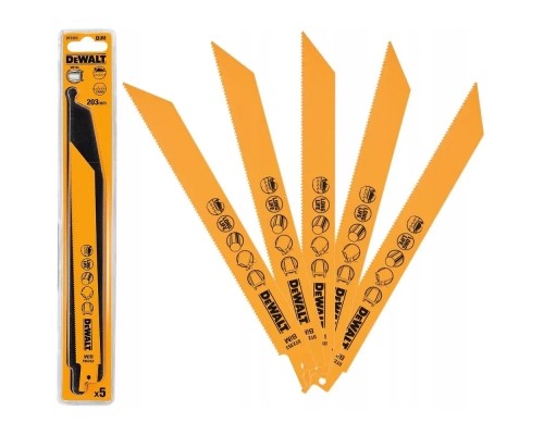 Полотно DeWALT для шабельних пилок, по металу, швидкий пропил, 203 мм, 14 TPI, 5 шт (DT2353)