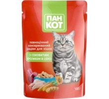 Вологий корм для кішок Пан Кот кролик у соусі 100 г (4820111141036)