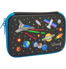 Пенал Cool For School з тисненням 1 відділення Чорний (QT-5661-Black)