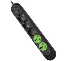 Мережевий фільтр живлення Voltronic F02U, 3роз EU + 2роз Universal, 3*USB Black (F02U-Black)