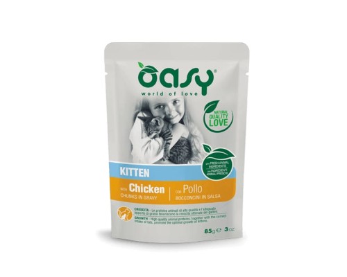 Вологий корм для кішок OASY Kitten з куркою 85 г (8053017343686)