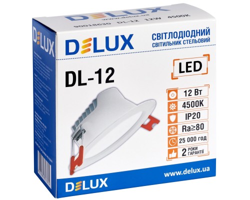 Світильник Delux DL-12 4500К 12Вт 960лм 230В D140мм (90018630)